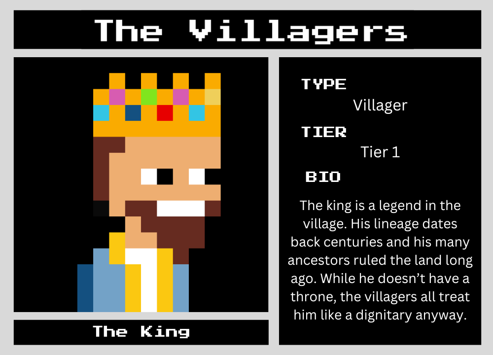 The King biography card
